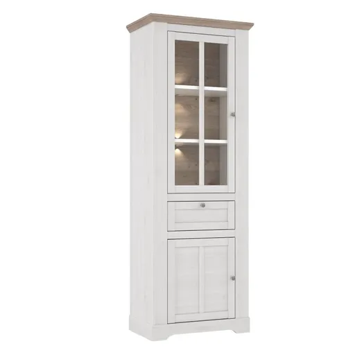 Vitrine FALLA - mit Beleuchtung, Weiß, Eiche Dekor