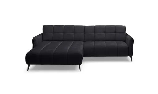 Ecksofa - Ecke links, 2-Sitzer inkl. Relaxfunktion, Stoff, Schwarz