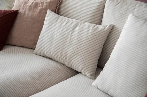 Ecksofa Janne - Longchair links, 1,5-Sitzer, Cord, Offwhite