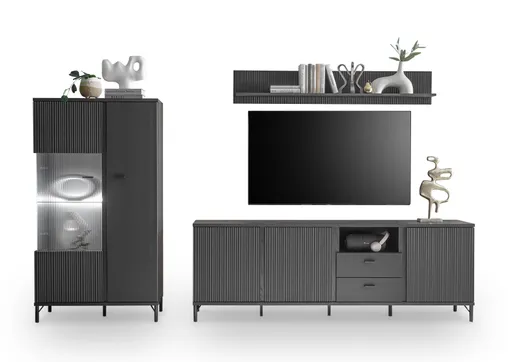 TV-Board - B ca. 200 cm, Schwarz