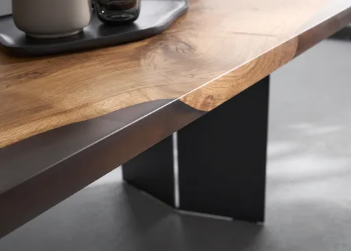 Esstisch Nera - LB ca. 220 x 110 cm, Asteiche massiv, Epoxy, Grau