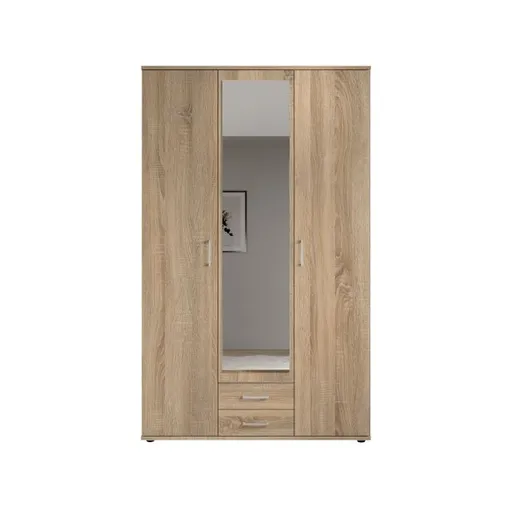 Drehtürenschrank- B ca. 120 cm, Eiche Dekor, Spiegel