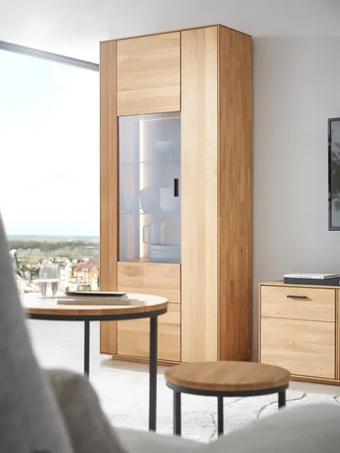 Vitrine Estana - inkl. Beleuchtung, Eiche massiv, legno