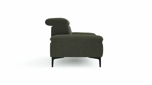 Sofa Felipa - 3-Sitzer inkl. Kopfteil verstellbar, Stoff, Dunkelgrün