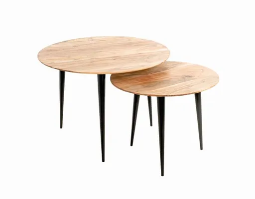Beistelltisch - D/H ca. 65x46 cm, Akazie natur, Schwarz