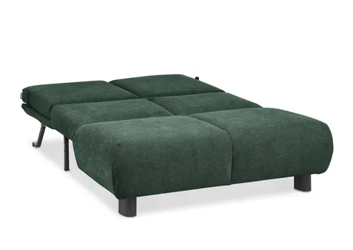 Faltsofa EBBY - 2-Sitzer ohne Armlehne, 140 cm inkl. Schlaffunktion/Relaxfunktion, Stoff, Dunkelgrün