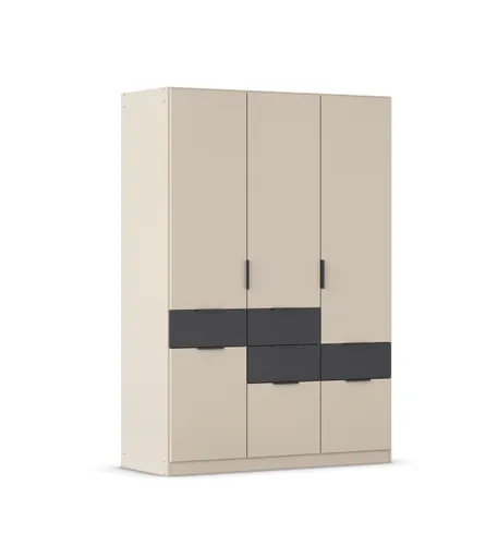 Drehtürenschrank RAAS- B ca. 136 cm, Champagner, Dunkelgrau