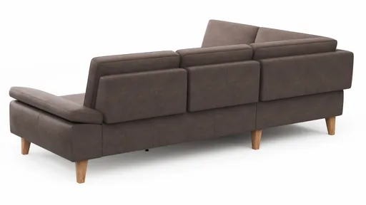 Ecksofa Houston - 1-Sitzer mit Abschlussteil links, Eckelement und 2,5-Sitzer rechts, inkl. Sitztiefenverstellung und Armlehne klappbar, Leder, Dunkelbraun