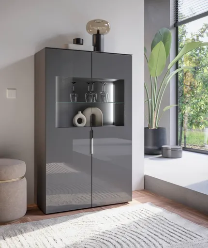 Vitrine- inkl. LED-Beleuchtung, Anthrazit