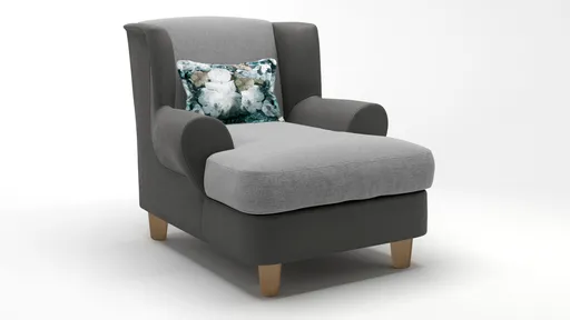 Sessel  - Loveseat, Microfaser/Anthrazit und Chenille/Grau