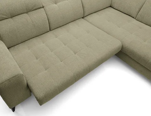 Ecksofa -2-Sitzer mit Ecke rechts, Kopfteil verstellbar, Sitztiefe verstellbar motorisch, Stoff, Sand