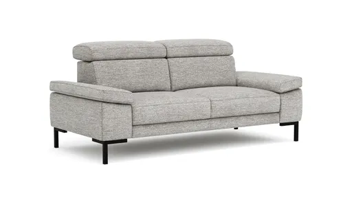 Sofa Hudson - 2,5-Sitzer inkl. Kopfteil verstellbar, Stoff, Hellgrau