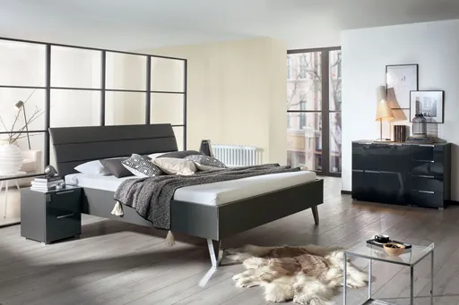 Kombikommode - B. ca. 120 cm, Farbglas Basalt