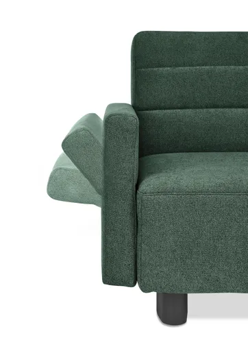 Faltsofa Easy - 2-Sitzer, ca. 140 cm inkl. Schlaffunktion/Armlehne verstellbar, Stoff, Dunkelgrün