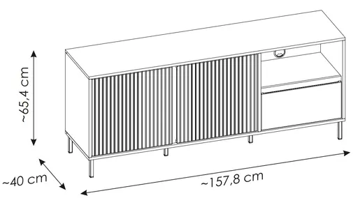 TV-Lowboard - B ca. 158 cm, Anthrazit