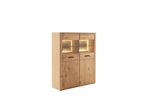 Highboard mit Beleuchtung - Balkeneiche, massiv