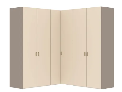Eckschrank JOIN IT- B ca. 203 cm,  Nougat, Glas, Creme