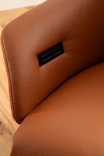 Relaxsessel Follina - Relaxfunktion (motorisch), Leder, Stoff, Grau