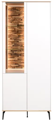 Vitrine - B ca. 81 cm, Weiß, Asteiche, Schwarz
