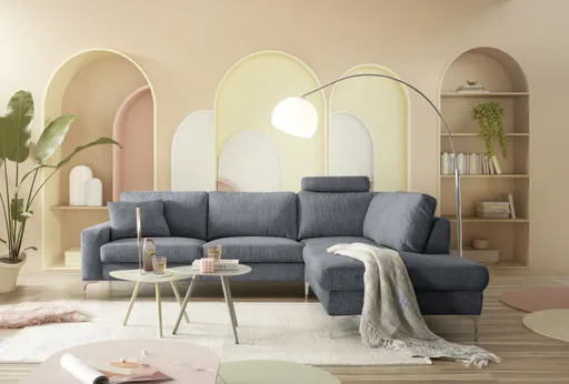Ecksofa CALM 2.0 - 2,5-Sitzer mit Ecke rechts, Schlaffunktion mit Bettkasten, Stoff, Anthrazit