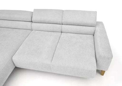 Ecksofa CHENOA - 2-Sitzer mit Longchair rechts, Sitzvorzug motorisch, Stoff, Silbergrau