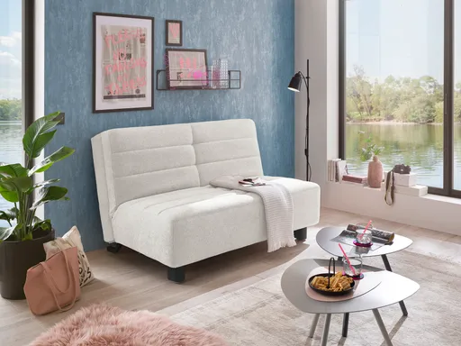  Faltsofa Easy - 2-Sitzer ohne Armlehne, ca. 140 cm inkl. Schlaffunktion, Stoff, Creme