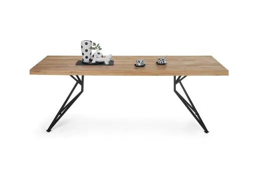 Esstisch - LB ca. 220x100 cm, Wildeiche massiv geölt, Schwarz