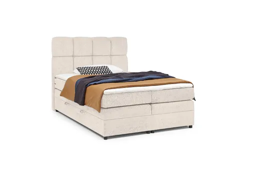 Boxspringbett SANDRIN R- Liegefläche ca. 160x200 cm, Stoff, Creme, inkl. Stauraum	