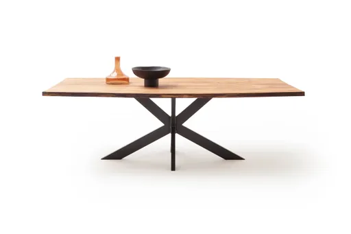 Esstisch Duna - LB ca. 260x100 cm, Wildeiche Massiv, Geölt, Sternengestell