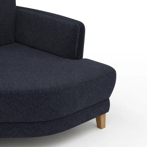 Sofa Stamford - Ecksofa 2-sitzig und Abschlusshocker links mit 3,5-Sitzer, Bogen rechts, Stoff, Dunkelblau