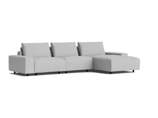 Ecksofa Serava - 2,5-Sitzer mit Longchair rechts, inkl. Relaxfunktion, Stoff, Grau
