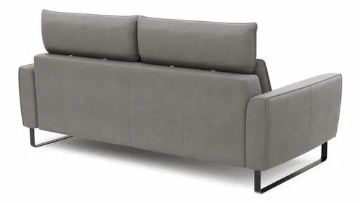 Sofa Avela - 3-Sitzer inkl. Kopfteil verstellbar, Leder, Steingrau