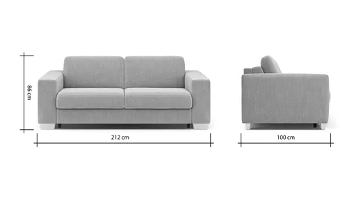 Sofa Nuoro - 2,5-Sitzer inkl. Schlaffunktion, Armlehne breit, Stoff, Natur
