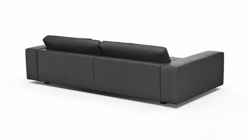 Sofa Aprino 1 - 4-Sitzer XXL, Leder, Schwarz, Armlehne Block