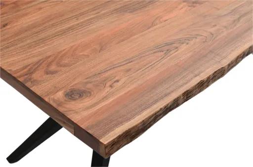 Esstisch - LB ca. 240x100 cm, Akazie massiv, Baumkante, Schwarz