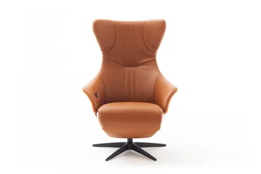 Relaxseessel Follina - Relaxfunktion (motorisch), Leder, Stoff, Cognac