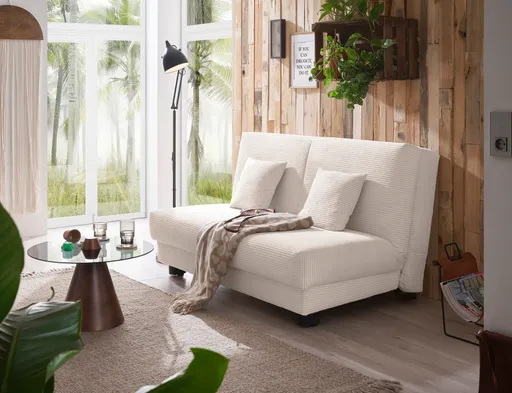  Schlafsofa EASY Optik A - 2-Sitzer ohne Armlehne, 140 cm inkl. Schlaffunktion, Cord, Beige