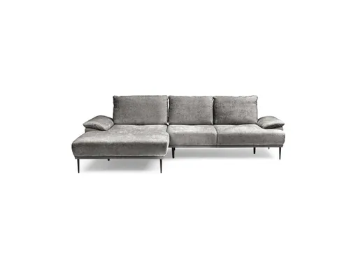 Ecksofa ENRIK - Ecke links, 2,5-Sitzer inkl. Sitztiefenverstellungen, Stoff, Silberfarben