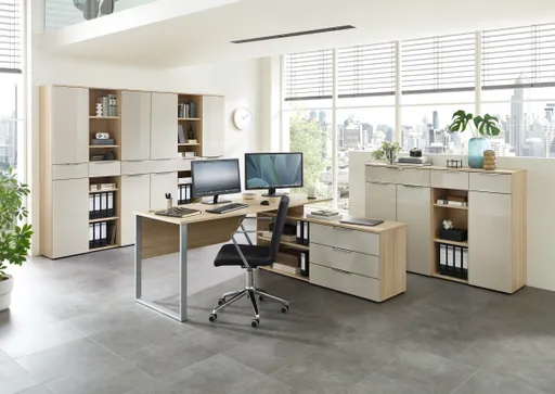Büroregal - B ca. 40 cm, Riva Eiche Nachbildung, Kaschmir