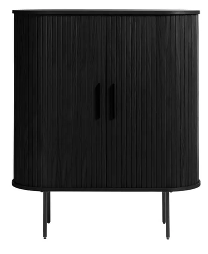 Highboard - B ca. 100 cm, Eiche Furnier, Schwarz