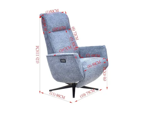 TV-Sessel - Relaxfunktion, Stoff, Dunkelgrau
