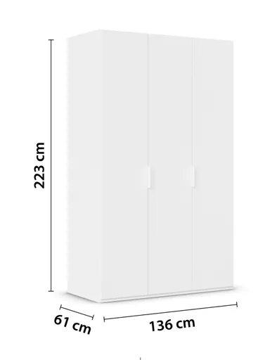 Drehtürenschrank ROVERO- B ca. 135 cm, Weiß