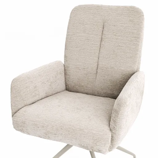 Armlehnstuhl Evania - Dreh und Relax-Funktion, hoher Rücken, Stoff, Ecru