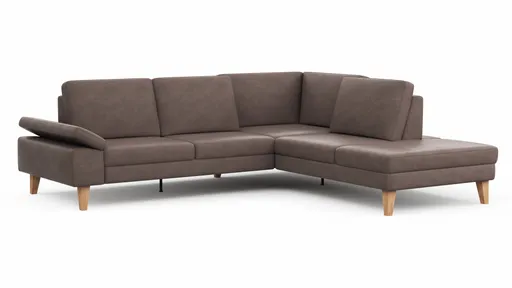 Ecksofa Houston - 2,5-Sitzer, Eckelement und 1-Sitzer mit Abschlussteil rechts,  inkl. Sitztiefenverstellung und Armlehne klappbar, Leder, Dunkelbraun