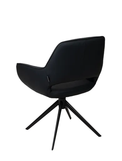 Armlehnstuhl MANOLJA - drehbar, Leder, Schwarz