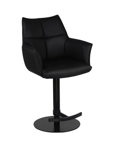 Barhocker MELE - drehbar, höhenverstellbar, Leder, Schwarz