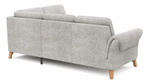 Ecksofa Almyra - 2,5-Sitzer mit Ottomane rechts, Stoff, Silbergrau