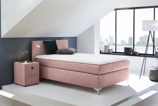 Boxspringbett- Liegefläche ca. 120x200 cm, Stoff, Hellrosa