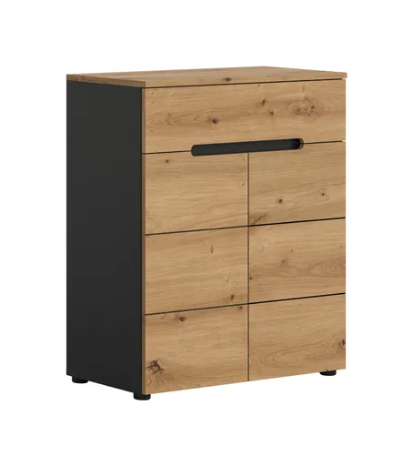 Kommode - B ca. 80 cm, Basalt grau, Artisan Eiche Nachbildung
