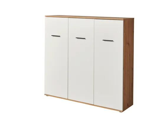 Schuhschrank - B ca. 135 cm, Artisan Eiche Nachbildung, Weiß